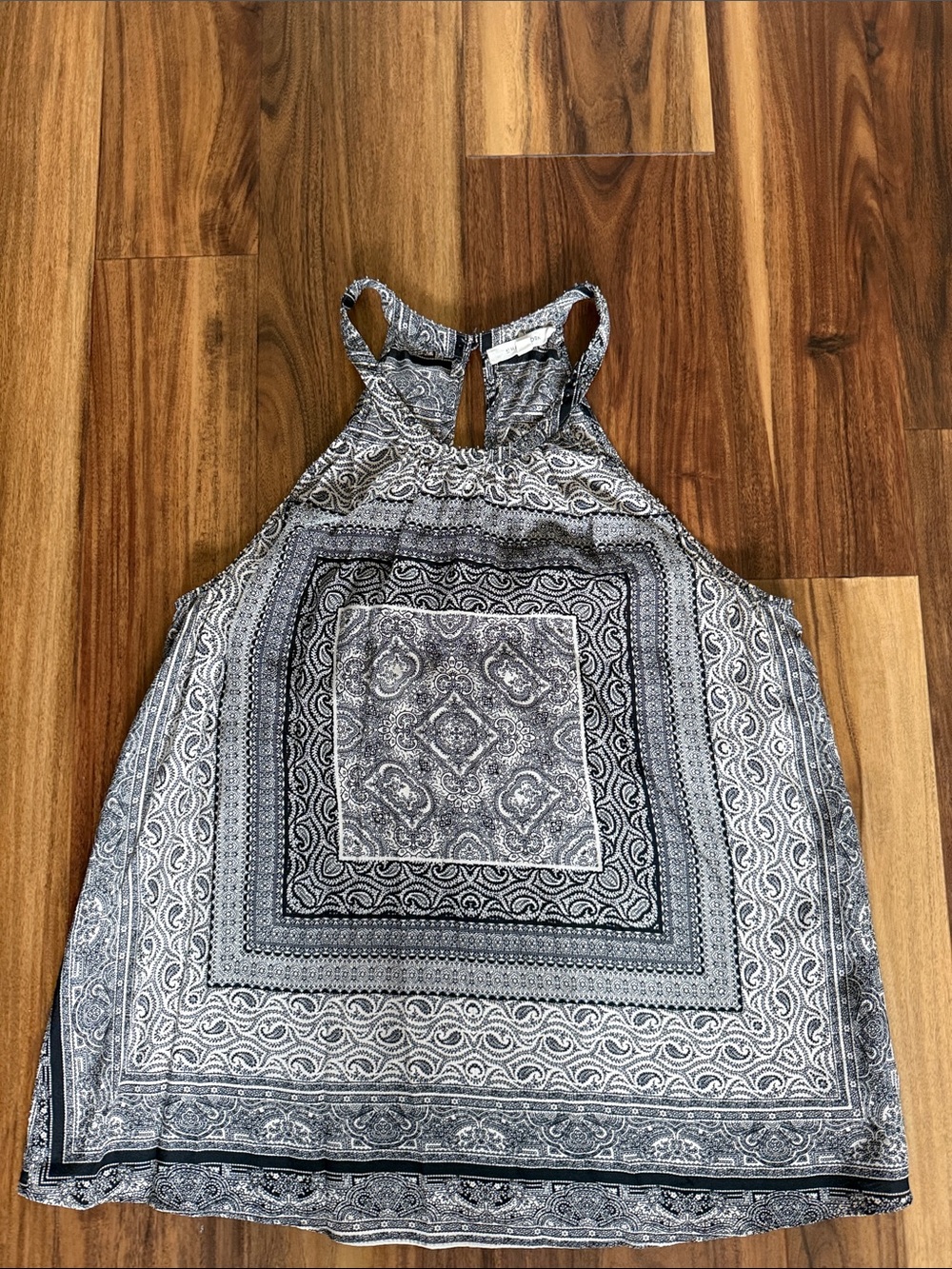 41 Hawthorn Black & White Paisley Halter Tank